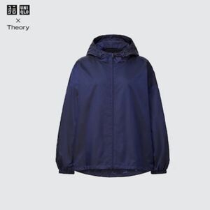 Uniqlo x Theory Nylon Parka, Navy, Hooded Windbreaker Jacket, Women's Size M